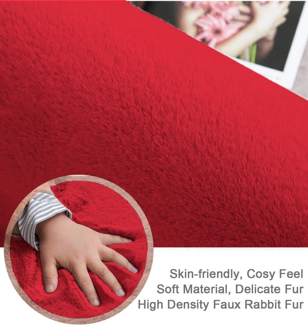LUXE HOME INTERNATIONAL Rabbit Fur Super Soft Non Slip Mat for Bathroom, Bedroom - 40x60 cm, Maroon