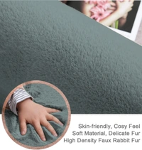 LUXE HOME INTERNATIONAL Ruffle Bath Runner Rabbit Fur 1000 GSM Super Soft, Anti Skid Rug for Bedroom (2 X 5 Ft, Seige, Pack of 1), Grey - 2x5 Ft, Seige