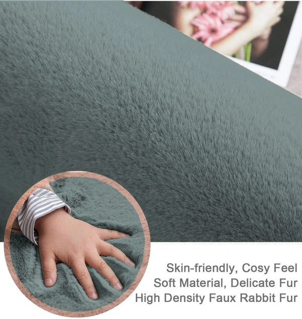LUXE HOME INTERNATIONAL Rabbit Fur Rectangular Mat Soft Anti Slip Skid Ruffle Mats For Bathroom Door 60X90 Cm (Seige) Pc 1,Grey - 60x90 cm, Seige