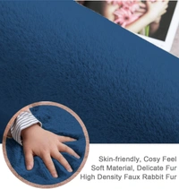 LUXE HOME INTERNATIONAL Rabbit Fur Rectangular Carpet Soft Anti Slip Skid Ruffle Mats For Living Room Door 4X6 Feet (Teal) Pc 1 - 4x6 Ft, Teal