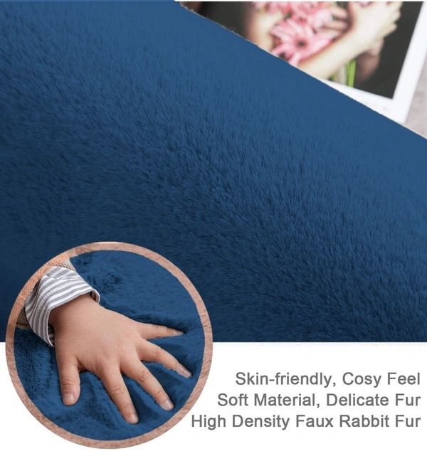 LUXE HOME INTERNATIONAL Rabbit Fur Super Soft Non Slip Floor Carpets for Bedroom, Livingroom - 6x9 Ft, Teal