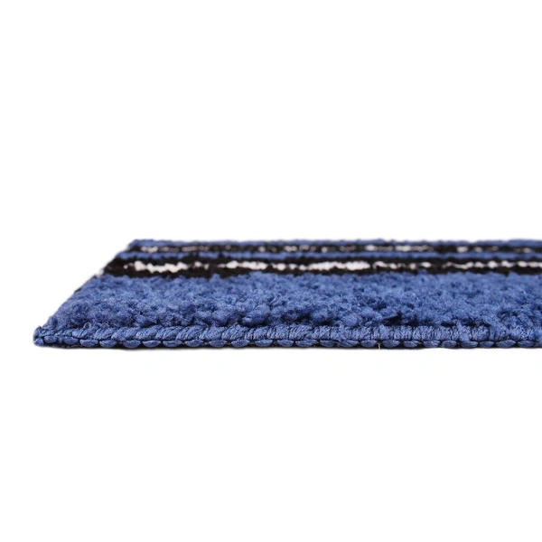 LUXE HOME INTERNATIONAL Stripe Bath Mat Soft, Non Slip Mat for Bedroom and Bathroom Floor - 38x58 cm, Blue