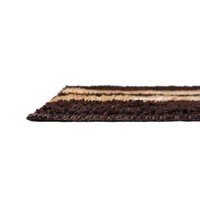 LUXE HOME INTERNATIONAL Stripe Bath Mat Soft, Non Slip Mat for Bedroom and Bathroom Floor - 38x58 cm, Chocolate