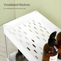 LUXE HOME INTERNATIONAL Stainless Steel Plastic 2 Layer Multi-Purpose Basket Rack for Kitchen, Bathroom, Living, House, Office (Medium) - 40 x 22 x 31 cm, White