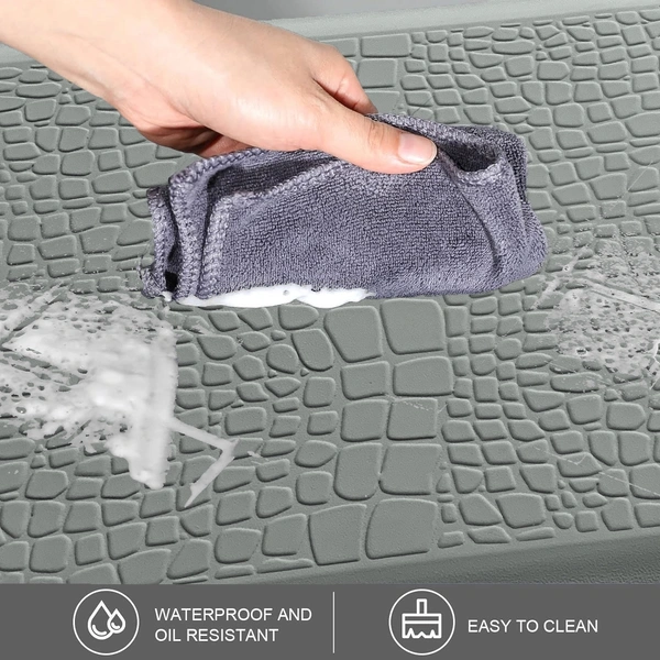 LUXE HOME INTERNATIONAL Anti-Fatigue (45x75 cm) Kitchen Mat – Cushioned Support, Stylish and Durable, Easy to Clean, Non-Slip Bottom – Ideal for Kitchen, Desk, Laundry, Garage - 45x75 cm, Grey