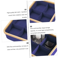LUXE HOME INTERNATIONAL Storage Box for Clothes, Polyester and Bamboo Frame Foldable Multipurpose Use Kitchen, Bathroom Organizer Boxes Toys, Other Supplies - 30x30 cm, Navy