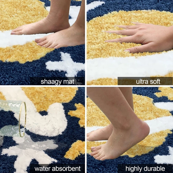 LUXE HOME INTERNATIONAL id's Bath Mat (40x60 cm) Bathroom Mat | Extra Soft and Absorbent Microfiber Bath Rugs, Non-Slip Plush Shaggy Bath Mat, Machine Wash Dry |Bathroom Floor, Door for Room - 40x60 cm, Planet