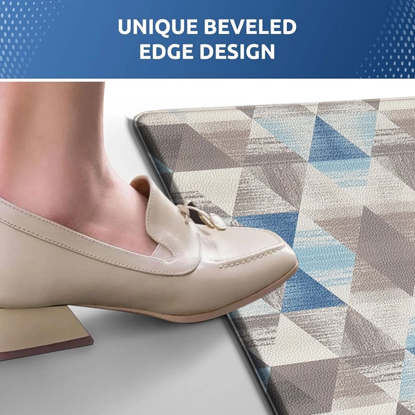 LUXE HOME INTERNATIONAL Anti-Fatigue Kitchen Mat Non-Slip Cushioned Comfort Mat - Geometric Pattern Standing Desk Mat - Waterproof and Easy to Clean for Home and Office - 45x75 cm, Geometrical