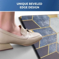 LUXE HOME INTERNATIONAL Anti-Fatigue Kitchen Mat Non-Slip Cushioned Comfort Mat - Geometric Pattern Standing Desk Mat - Waterproof and Easy to Clean for Home and Office - 45x75 cm, Cules