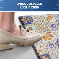 LUXE HOME INTERNATIONAL Anti-Fatigue Kitchen Mat Non-Slip Cushioned Comfort Mat - Geometric Pattern Standing Desk Mat - Waterproof and Easy to Clean for Home and Office - 45x75 cm, Tile
