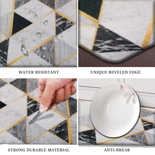 LUXE HOME INTERNATIONAL Cuba PVC Loop Utility Anti-Fatigue Indoor/Outdoor Mats for Home | Cushioned, Non Slip, Washable | Mat for Kitchen, Garage & More - 45x75 cm, Black
