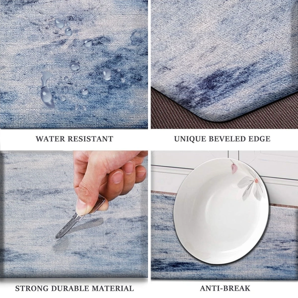 LUXE HOME INTERNATIONAL Cuba PVC Loop Utility Anti-Fatigue Indoor/Outdoor Mats for Home | Cushioned, Non Slip, Washable | Mat for Kitchen, Garage & More - 45x75 cm, Blue