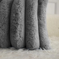 LUXE HOME INTERNATIONAL Luxurious Plush Cushion Covers Set of 2, 16x16 Inch, Soft Faux Fur Decorative Cushion Covers for Sofa, Chair, Bed, and Bedroom - Ideal for Kids, Cozy - 16"x16", Grey