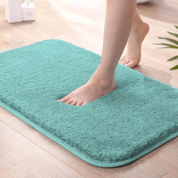 LUXE HOME INTERNATIONAL Luxe Home Bathmat 2800 GSM Microfiber Anti Slip Water Absorbent Machine Washable and Quick Dry Vegas Mats for Bathroom, Kitchen, Entrance ( Aqua , 40x60 Cm , Pack of 1 ) - Aqua