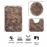 LUXE HOME INTERNATIONAL Bath mat Super Soft Anti Skid Hawaii Contour Set of 3 Piece Rugs for Bathroom Brown, Large) - 60x90 cm, Brown