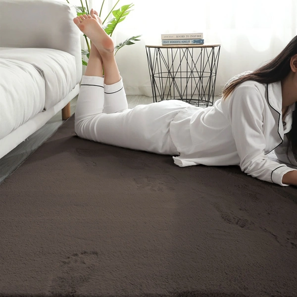 LUXE HOME INTERNATIONAL Rabbit Fur Super Soft Non Slip Floor Carpets for Bedroom, Livingroom - 6x9 Ft, Cocoa