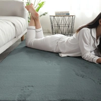 LUXE HOME INTERNATIONAL Rabbit Fur Super Soft Non Slip Floor Carpets for Bedroom, Livingroom - 4x6 Ft, Seige