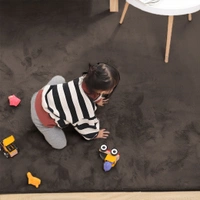 LUXE HOME INTERNATIONAL Ruffle Floor Rug Rabbit Fur 1000 Gsm Living Room Foot Mats Anti Skid Water Absorbent Easy Machine Washable Rectangular Rug For Bedroom|Floor|4 X 6 Ft|Cocoa|Pack Of 1 - 4x6 Ft, Cocoa