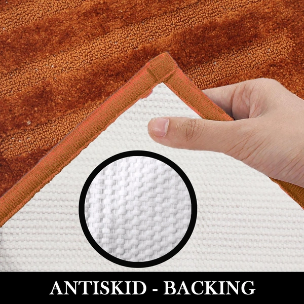 LUXE HOME INTERNATIONAL Luxe Home Bath mat 2500 GSM Microfiber Super Soft, Anti Skid, Classic Mats for Bathroom, Kitchen, Entrance (Rust, 40cm x 60cm, Pack of 2) - 40x60 cm, Rust