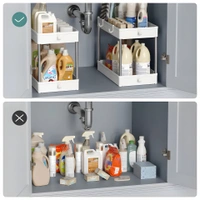 LUXE HOME INTERNATIONAL Stainless Steel Plastic 2 Layer Multi-Purpose Basket Rack for Kitchen, Bathroom, Living, House, Office (Medium) - 40 x 22 x 31 cm, White