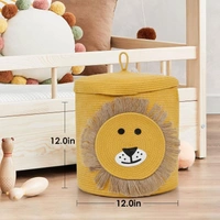 LUXE HOME INTERNATIONAL Cotton Basket for Storage Foldable wardrobe Multipurpose use Laundry Basket (12"X12") Baby Bucket Hamper Cloth Storage Box Kitchen,Office And Living Room - 12"x12", Yellow