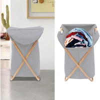 LUXE HOME INTERNATIONAL Laundry Basket for Clothes, Premium Bamboo Big Storage Bag with Lid Multipurpose Used In Laundry Rooms, Bedrooms, Bathrooms - 40x70 cm, Grey