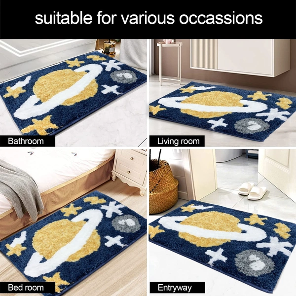 LUXE HOME INTERNATIONAL id's Bath Mat (40x60 cm) Bathroom Mat | Extra Soft and Absorbent Microfiber Bath Rugs, Non-Slip Plush Shaggy Bath Mat, Machine Wash Dry |Bathroom Floor, Door for Room - 40x60 cm, Planet