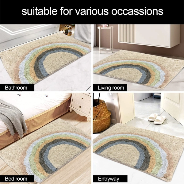 LUXE HOME INTERNATIONAL id's Bath Mat (40x60 cm) Bathroom Mat | Extra Soft and Absorbent Microfiber Bath Rugs, Non-Slip Plush Shaggy Bath Mat, Machine Wash Dry |Bathroom Floor, Door for Room - 40x60 cm, Rainbow