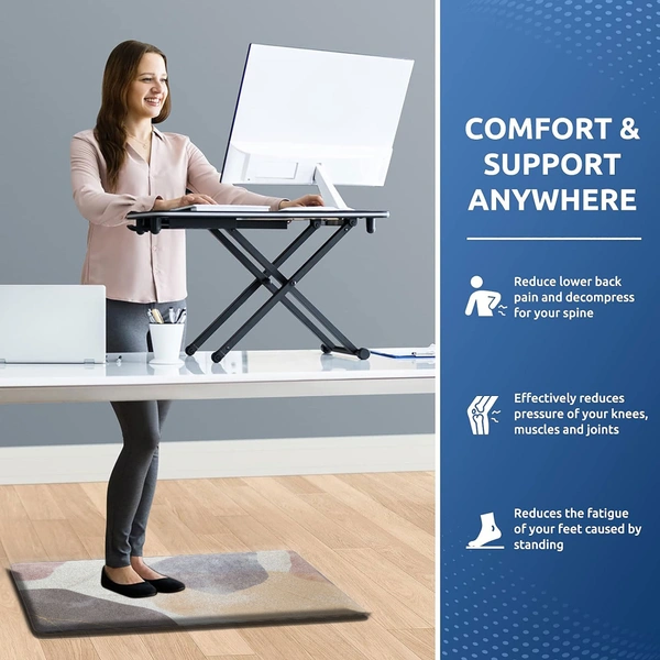 LUXE HOME INTERNATIONAL Anti-Fatigue Kitchen Mat Non-Slip Cushioned Comfort Mat - Geometric Pattern Standing Desk Mat - Waterproof and Easy to Clean for Home and Office - 45x75 cm, Pastels