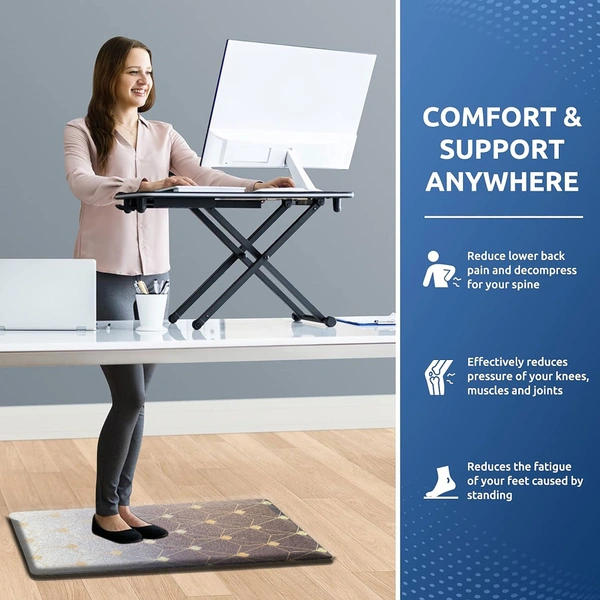 LUXE HOME INTERNATIONAL Anti-Fatigue Kitchen Mat Non-Slip Cushioned Comfort Mat - Geometric Pattern Standing Desk Mat - Waterproof and Easy to Clean for Home and Office - 45x75 cm, Gradation