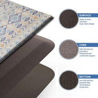 LUXE HOME INTERNATIONAL Anti-Fatigue Kitchen Mat Non-Slip Cushioned Comfort Mat - Geometric Pattern Standing Desk Mat - Waterproof and Easy to Clean for Home and Office - 51x99 cm, Multi