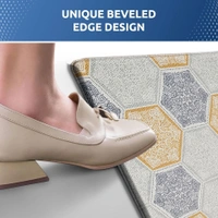 LUXE HOME INTERNATIONAL Anti-Fatigue Kitchen Mat Non-Slip Cushioned Comfort Mat - Geometric Pattern Standing Desk Mat - Waterproof and Easy to Clean for Home and Office - 51x99 cm, Honeycomb