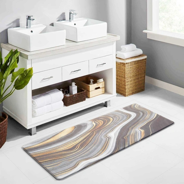 LUXE HOME INTERNATIONAL Anti-Fatigue Kitchen Mat Non-Slip Cushioned Comfort Mat - Geometric Pattern Standing Desk Mat - Waterproof and Easy to Clean for Home and Office - 51x99 cm, Waves
