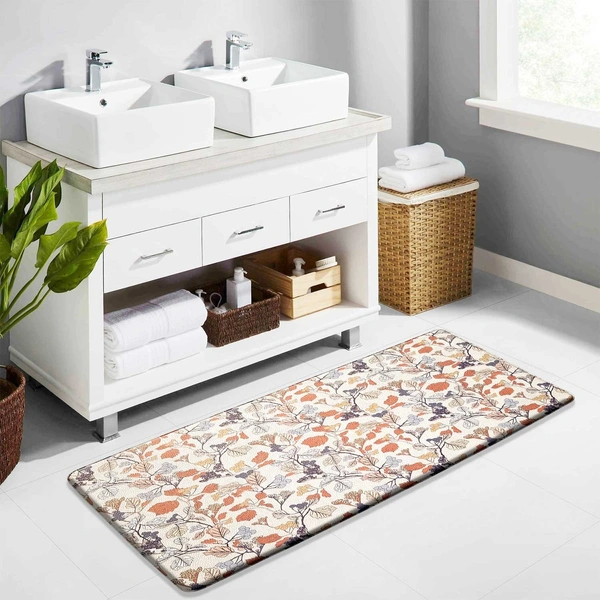 LUXE HOME INTERNATIONAL Anti-Fatigue Kitchen Mat Non-Slip Cushioned Comfort Mat - Geometric Pattern Standing Desk Mat - Waterproof and Easy to Clean for Home and Office - 51x99 cm, Floral