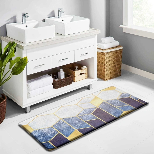 LUXE HOME INTERNATIONAL Anti-Fatigue Kitchen Mat Non-Slip Cushioned Comfort Mat - Geometric Pattern Standing Desk Mat - Waterproof and Easy to Clean for Home and Office - 51x99 cm, Cules