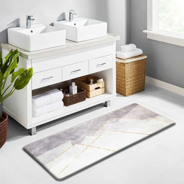 LUXE HOME INTERNATIONAL Anti-Fatigue Kitchen Mat Non-Slip Cushioned Comfort Mat - Geometric Pattern Standing Desk Mat - Waterproof and Easy to Clean for Home and Office - 51x99 cm, Marble