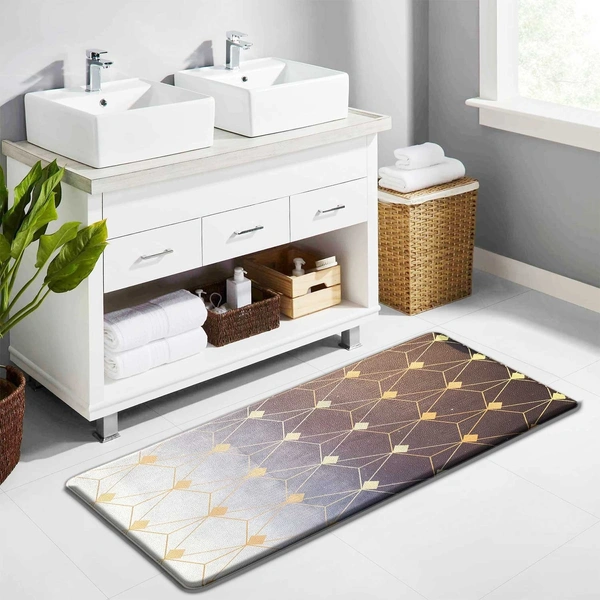 LUXE HOME INTERNATIONAL Anti-Fatigue Kitchen Mat Non-Slip Cushioned Comfort Mat - Geometric Pattern Standing Desk Mat - Waterproof and Easy to Clean for Home and Office - 51x99 cm, Gradation