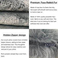 LUXE HOME INTERNATIONAL Luxurious Plush Cushion Covers Set of 2, 16x16 Inch, Soft Faux Fur Decorative Cushion Covers for Sofa, Chair, Bed, and Bedroom - Ideal for Kids, Cozy - 16"x16", Grey