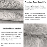 LUXE HOME INTERNATIONAL Luxurious Plush Cushion Covers Set of 2, 16x16 Inch, Soft Faux Fur Decorative Cushion Covers for Sofa, Chair, Bed, and Bedroom - Ideal for Kids, Cozy - 16"x16", White