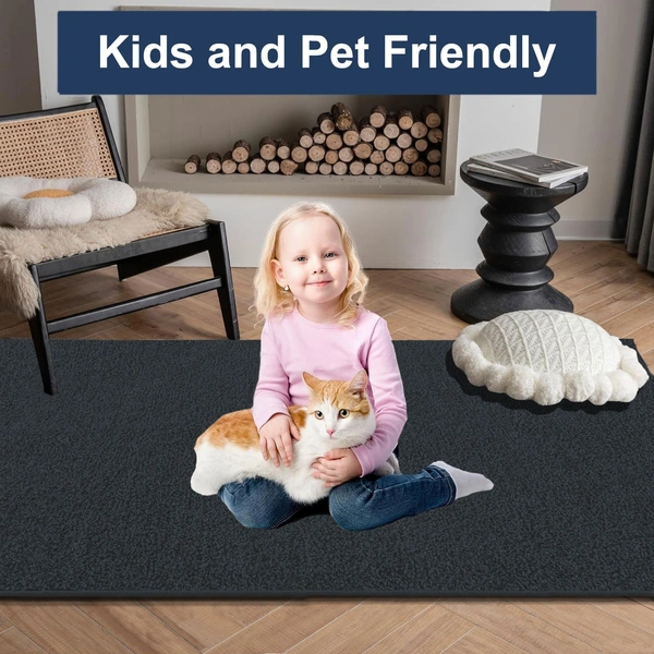 LUXE HOME INTERNATIONAL Ultra Soft Microfiber Area Rug - Non-Slip, Carpet for Living Room, Bedroom, and Home Decor - 5x7 Feet, Anthra