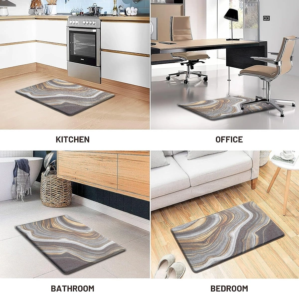 LUXE HOME INTERNATIONAL Anti-Fatigue Kitchen Mat Non-Slip Cushioned Comfort Mat - Geometric Pattern Standing Desk Mat - Waterproof and Easy to Clean for Home and Office - 51x99 cm, Waves