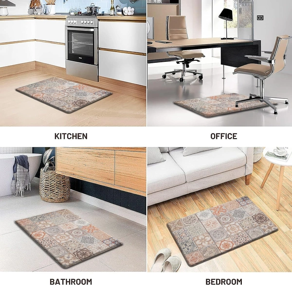 LUXE HOME INTERNATIONAL Anti-Fatigue Kitchen Mat Non-Slip Cushioned Comfort Mat - Geometric Pattern Standing Desk Mat - Waterproof and Easy to Clean for Home and Office - 51x99 cm, Patches