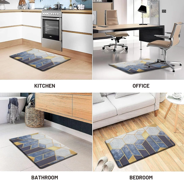 LUXE HOME INTERNATIONAL Anti-Fatigue Kitchen Mat Non-Slip Cushioned Comfort Mat - Geometric Pattern Standing Desk Mat - Waterproof and Easy to Clean for Home and Office - 51x99 cm, Cules