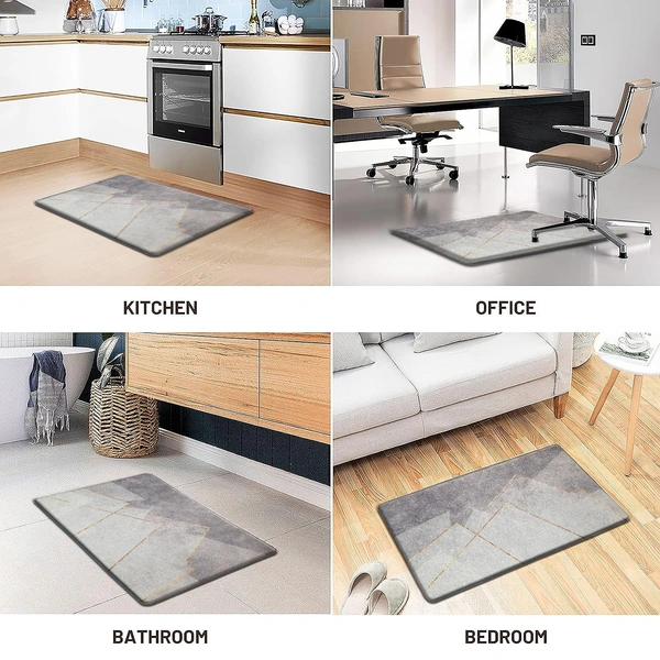LUXE HOME INTERNATIONAL Anti-Fatigue Kitchen Mat Non-Slip Cushioned Comfort Mat - Geometric Pattern Standing Desk Mat - Waterproof and Easy to Clean for Home and Office - 51x99 cm, Marble
