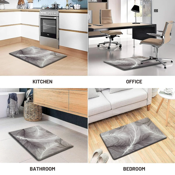 LUXE HOME INTERNATIONAL Anti-Fatigue Kitchen Mat Non-Slip Cushioned Comfort Mat - Geometric Pattern Standing Desk Mat - Waterproof and Easy to Clean for Home and Office - 51x99 cm, feather