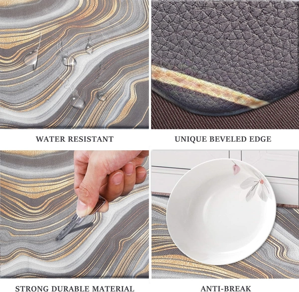 LUXE HOME INTERNATIONAL Anti-Fatigue Kitchen Mat Non-Slip Cushioned Comfort Mat - Geometric Pattern Standing Desk Mat - Waterproof and Easy to Clean for Home and Office - 51x99 cm, Waves