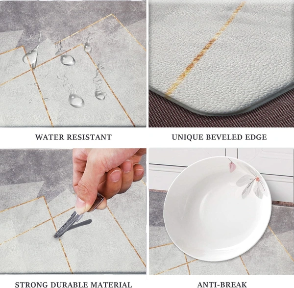 LUXE HOME INTERNATIONAL Anti-Fatigue Kitchen Mat Non-Slip Cushioned Comfort Mat - Geometric Pattern Standing Desk Mat - Waterproof and Easy to Clean for Home and Office - 51x99 cm, Marble