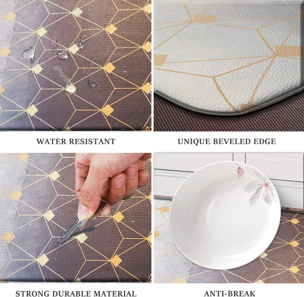 LUXE HOME INTERNATIONAL Anti-Fatigue Kitchen Mat Non-Slip Cushioned Comfort Mat - Geometric Pattern Standing Desk Mat - Waterproof and Easy to Clean for Home and Office - 51x99 cm, Gradation