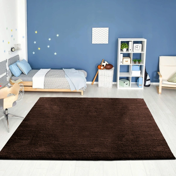 LUXE HOME INTERNATIONAL Ultra Soft Microfiber Area Rug - Non-Slip, Carpet for Living Room, Bedroom, and Home Decor - 5x7 Feet, Coffee