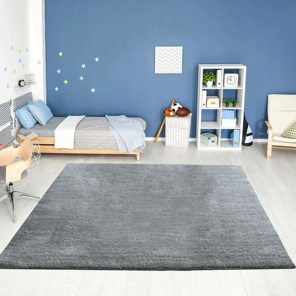 LUXE HOME INTERNATIONAL Ultra Soft Microfiber Area Rug - Non-Slip, Carpet for Living Room, Bedroom, and Home Decor - 6x9 Feet, Silver